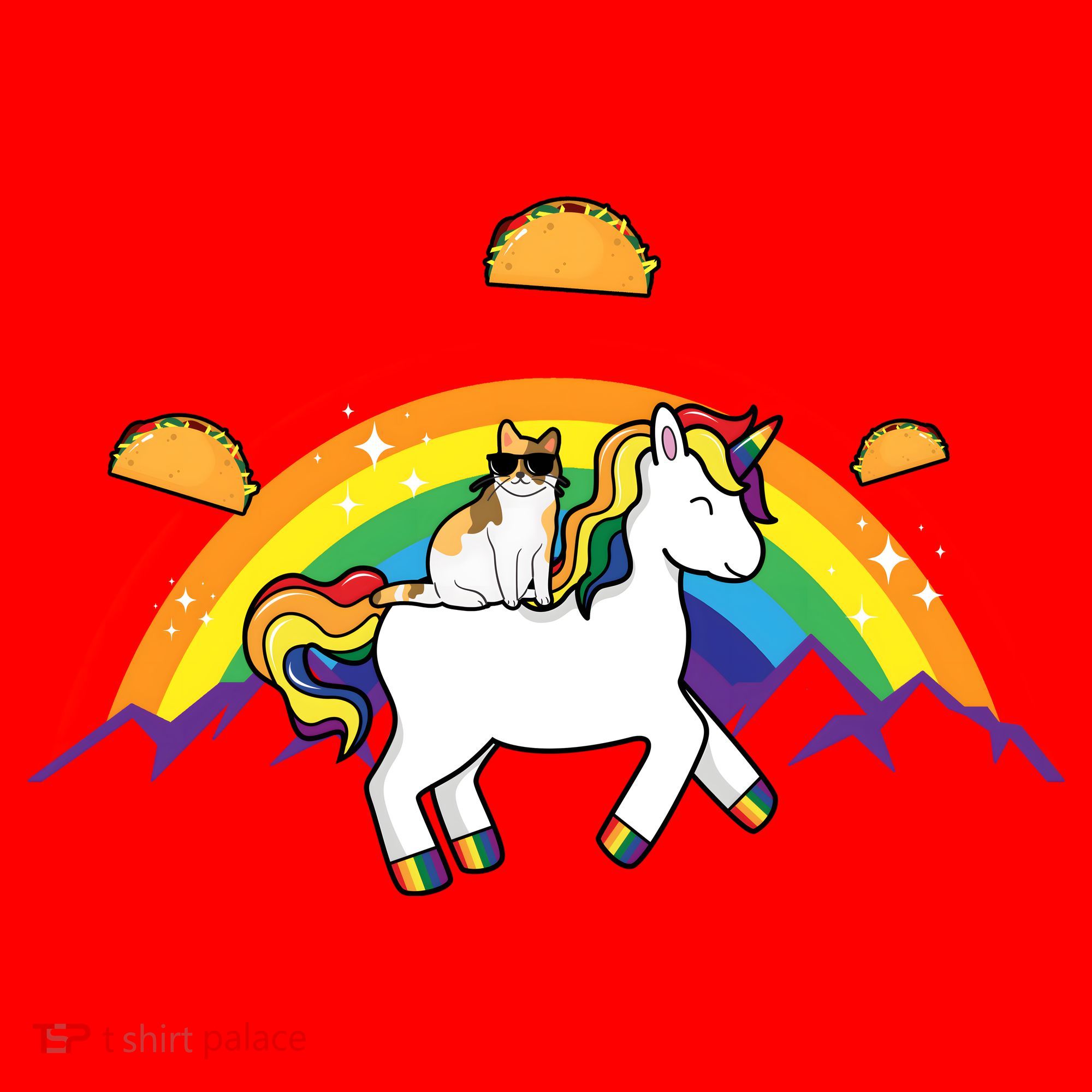 Magical Unicorn Cat Taco Rainbow Santa Hat