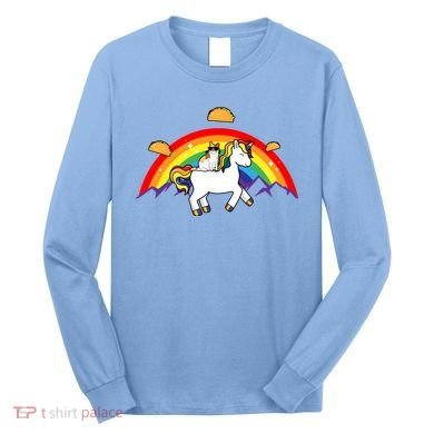 Magical Unicorn Cat Taco Rainbow Long Sleeve Shirt