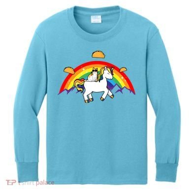 Magical Unicorn Cat Taco Rainbow Kids Long Sleeve Shirt
