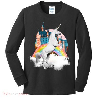 Magical Unicorn Castle Kids Long Sleeve Shirt