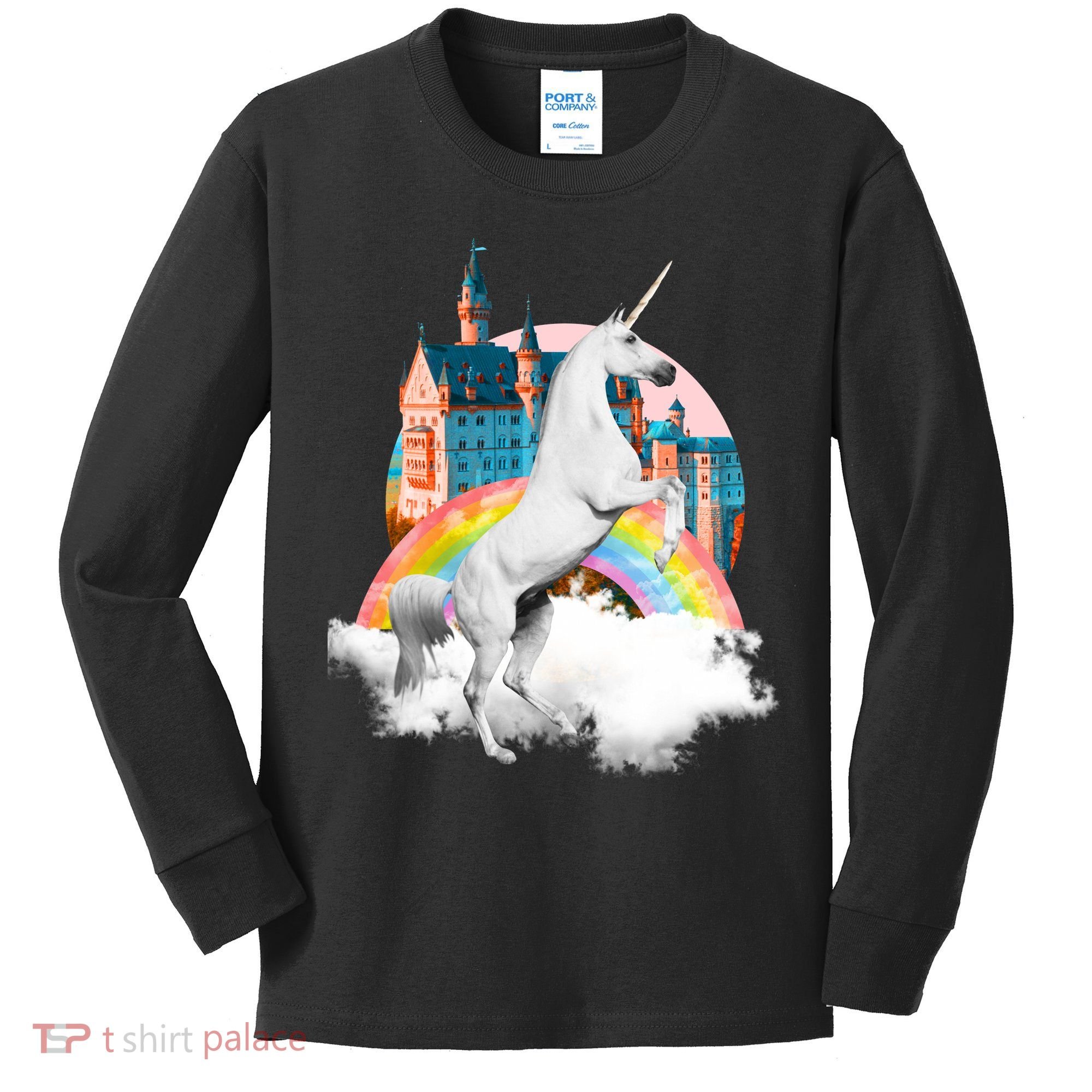 Magical Unicorn Castle Kids Long Sleeve Shirt