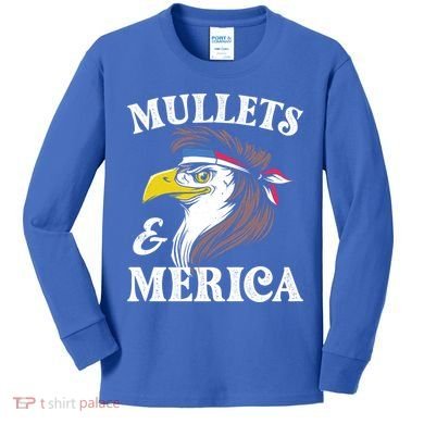 Mullegift Usa Eagle Mullet Merica Vintage American Flag Gift Kids Long Sleeve Shirt