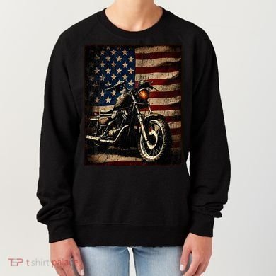 Motorcycle USA Flag Retro Biker Women's Sweatshirt