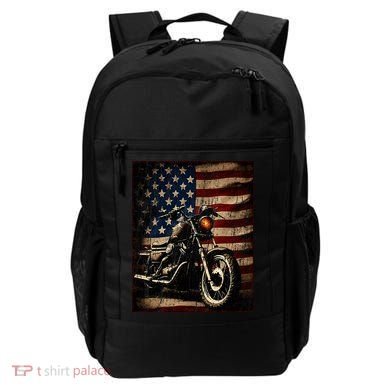 Motorcycle USA Flag Retro Biker Backpack