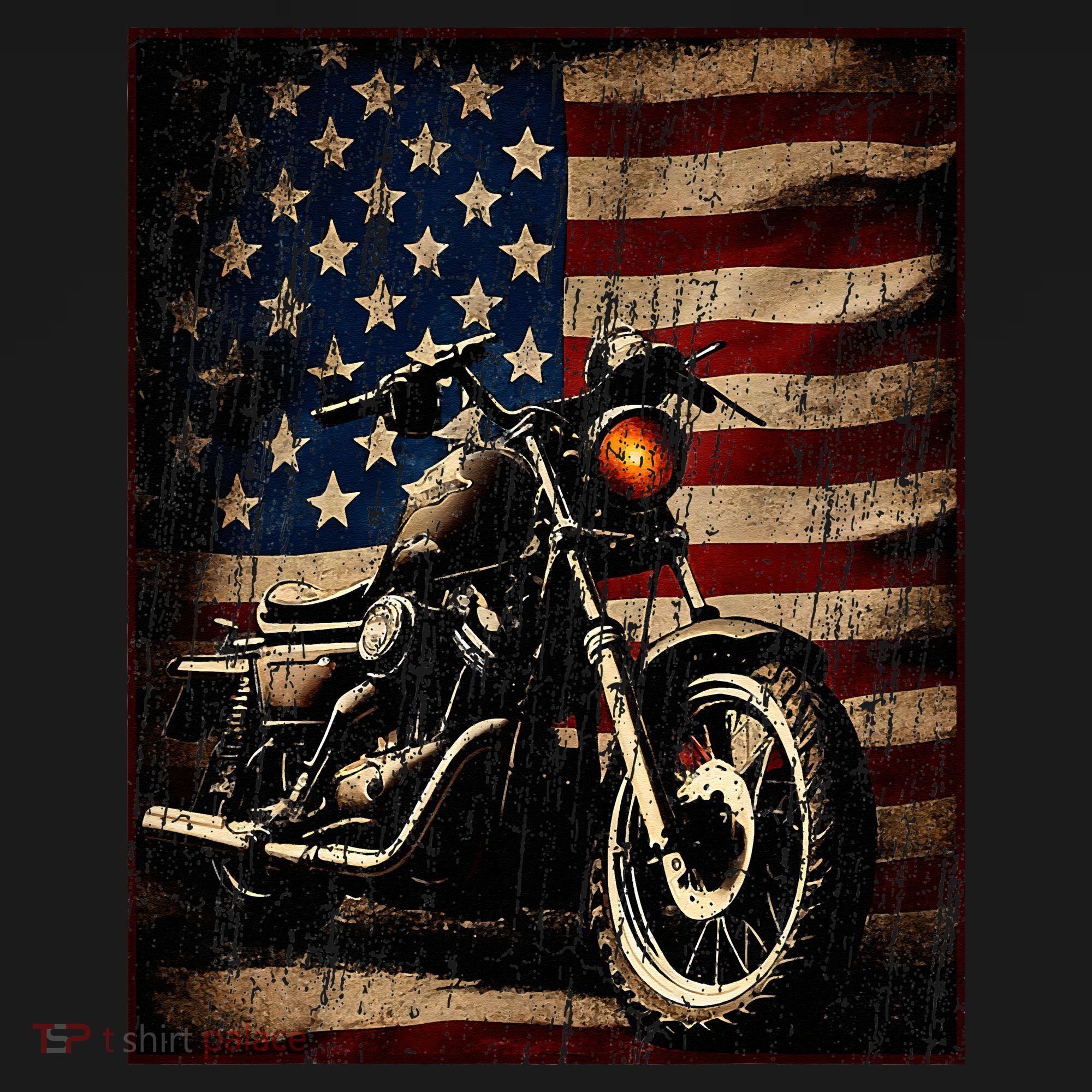 Motorcycle USA Flag Retro Biker Coaster