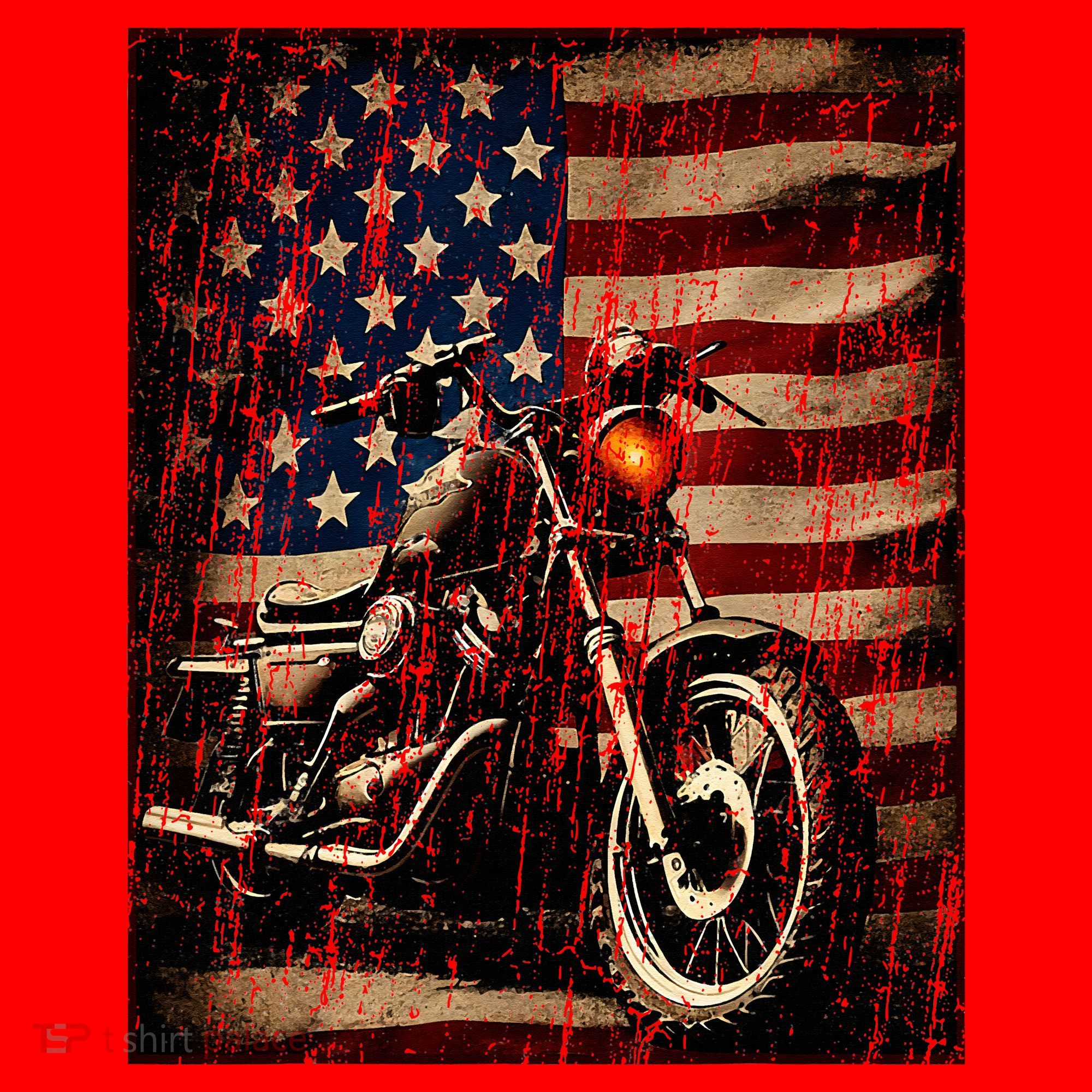 Motorcycle USA Flag Retro Biker Santa Hat