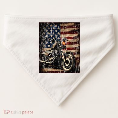 Motorcycle USA Flag Retro Biker USA-Made Doggie Bandana