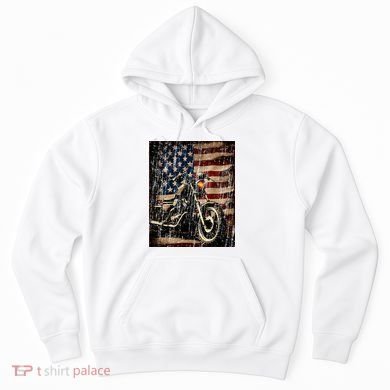 Motorcycle USA Flag Retro Biker Hoodie