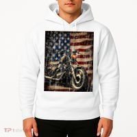 Motorcycle USA Flag Retro Biker Hoodie thumb 2