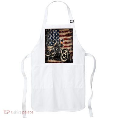 Motorcycle USA Flag Retro Biker Apron