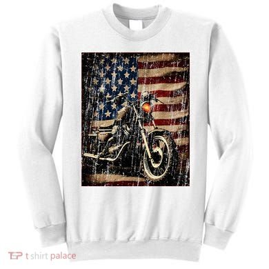 Motorcycle USA Flag Retro Biker Sweatshirt