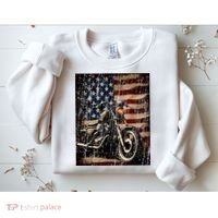 Motorcycle USA Flag Retro Biker Sweatshirt thumb 2