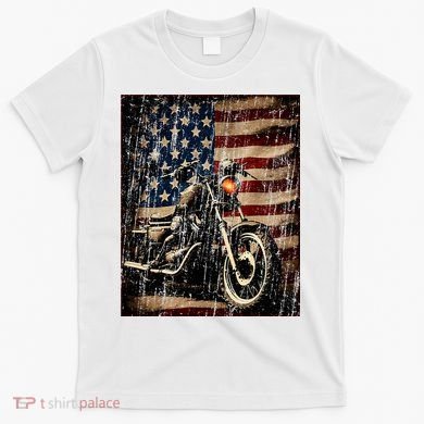 Motorcycle USA Flag Retro Biker T-Shirt