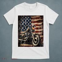 Motorcycle USA Flag Retro Biker T-Shirt thumb 5