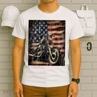 Motorcycle USA Flag Retro Biker T-Shirt thumb 6