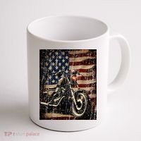 Motorcycle USA Flag Retro Biker Coffee Mug thumb 1