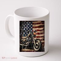 Motorcycle USA Flag Retro Biker Coffee Mug thumb 0