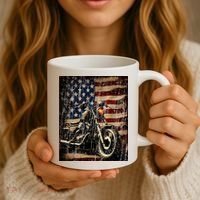 Motorcycle USA Flag Retro Biker Coffee Mug thumb 3