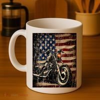 Motorcycle USA Flag Retro Biker Coffee Mug thumb 4
