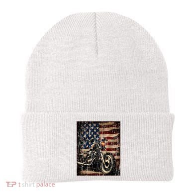Motorcycle USA Flag Retro Biker Beanie