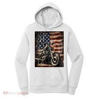 Motorcycle USA Flag Retro Biker Women's Hoodie thumb 0
