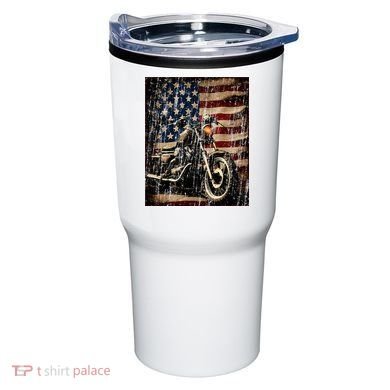 Motorcycle USA Flag Retro Biker Tumbler