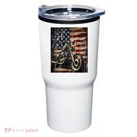 Motorcycle USA Flag Retro Biker Tumbler thumb 0
