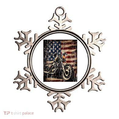 Motorcycle USA Flag Retro Biker Ornament