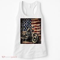 Motorcycle USA Flag Retro Biker Women's Tank Top thumb 0