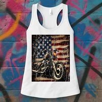 Motorcycle USA Flag Retro Biker Women's Tank Top thumb 3