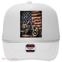 Motorcycle USA Flag Retro Biker Hat thumb 0