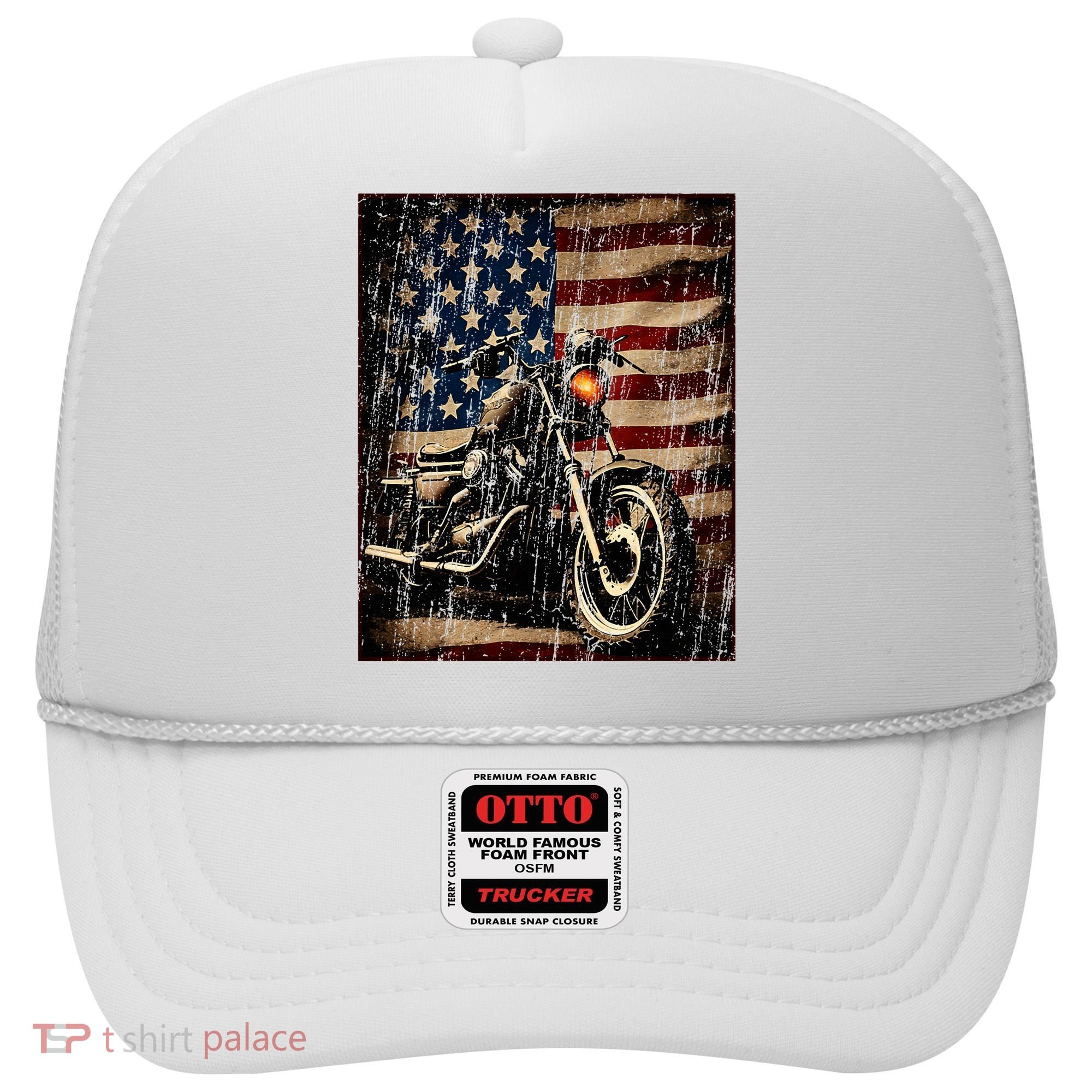 Motorcycle USA Flag Retro Biker Hat