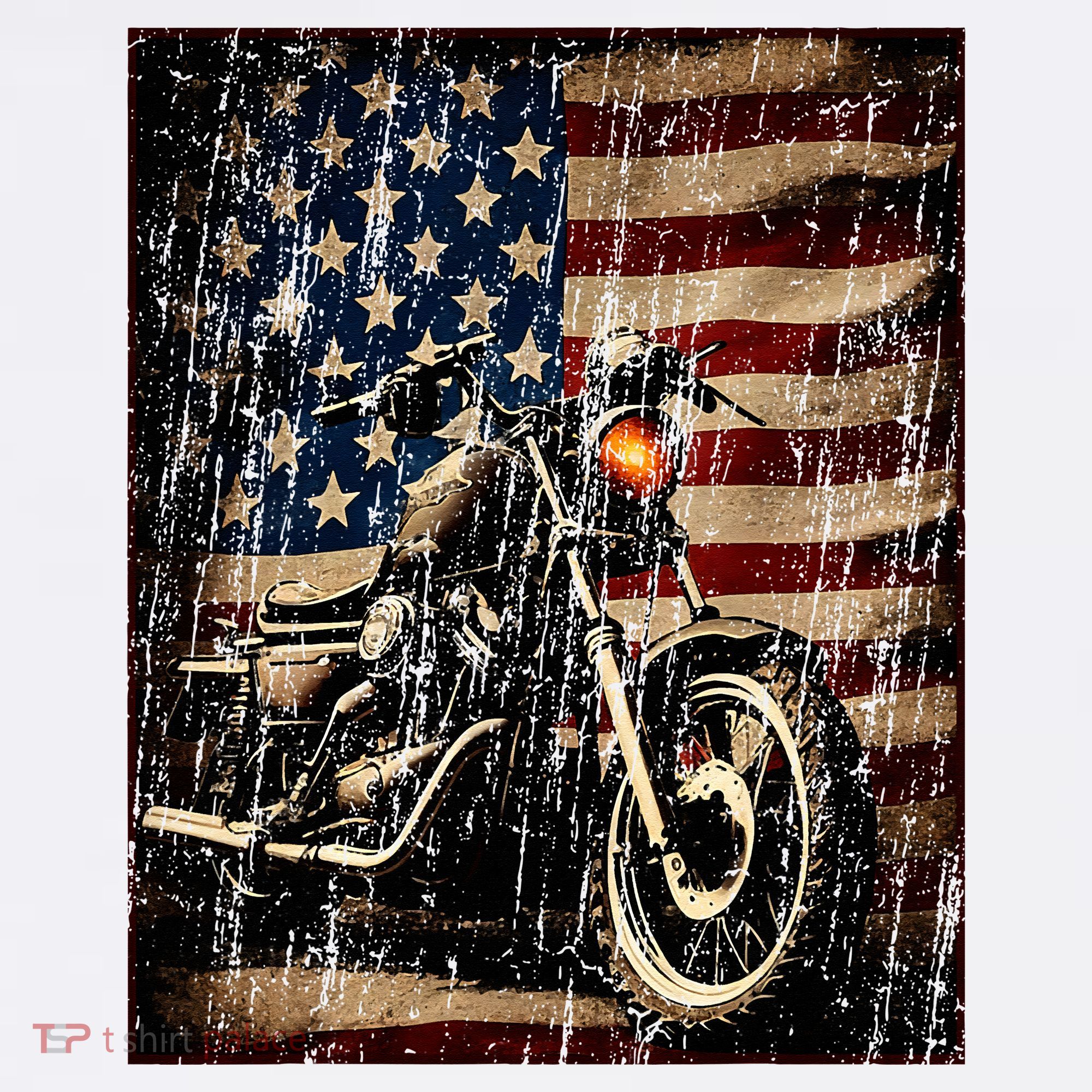 Motorcycle USA Flag Retro Biker Hat