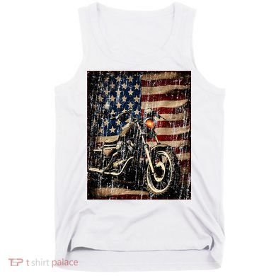 Motorcycle USA Flag Retro Biker Tank Top