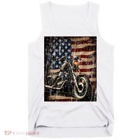 Motorcycle USA Flag Retro Biker Tank Top thumb 0