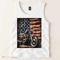 Motorcycle USA Flag Retro Biker Tank Top thumb 2