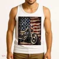 Motorcycle USA Flag Retro Biker Tank Top thumb 3