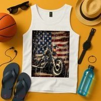 Motorcycle USA Flag Retro Biker Tank Top thumb 4