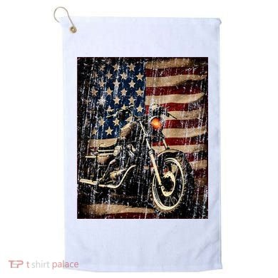Motorcycle USA Flag Retro Biker Golf Towel