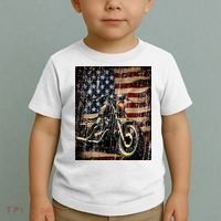 Motorcycle USA Flag Retro Biker Toddler T-Shirt thumb 2