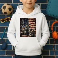 Motorcycle USA Flag Retro Biker Kids Hoodie thumb 2