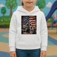 Motorcycle USA Flag Retro Biker Kids Hoodie thumb 3
