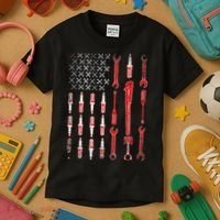 Mechanic USA Flag Kids T-Shirt thumb 3