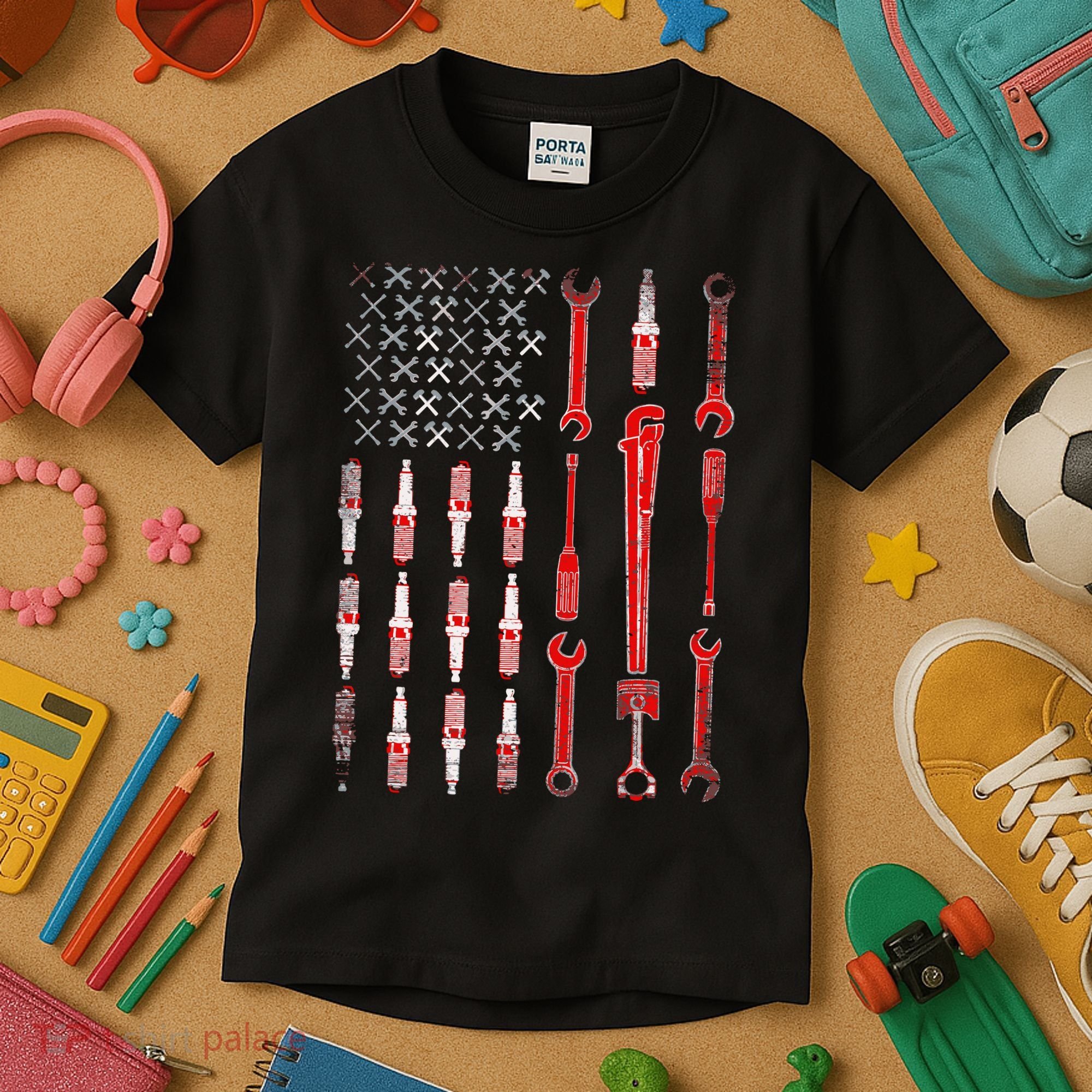 Mechanic USA Flag Kids T-Shirt