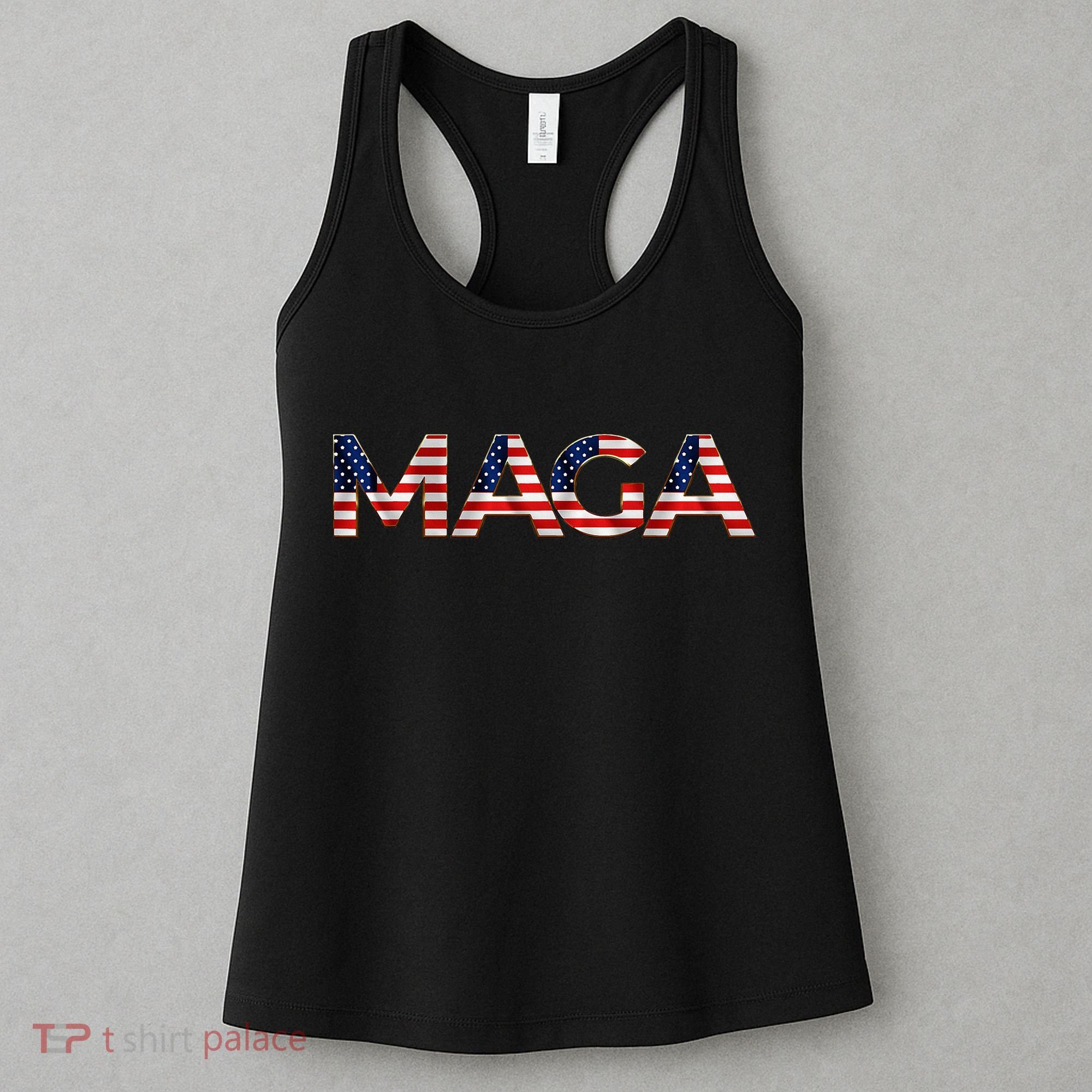 Maga Usa Flag Letters President Trump Women's Tank Top