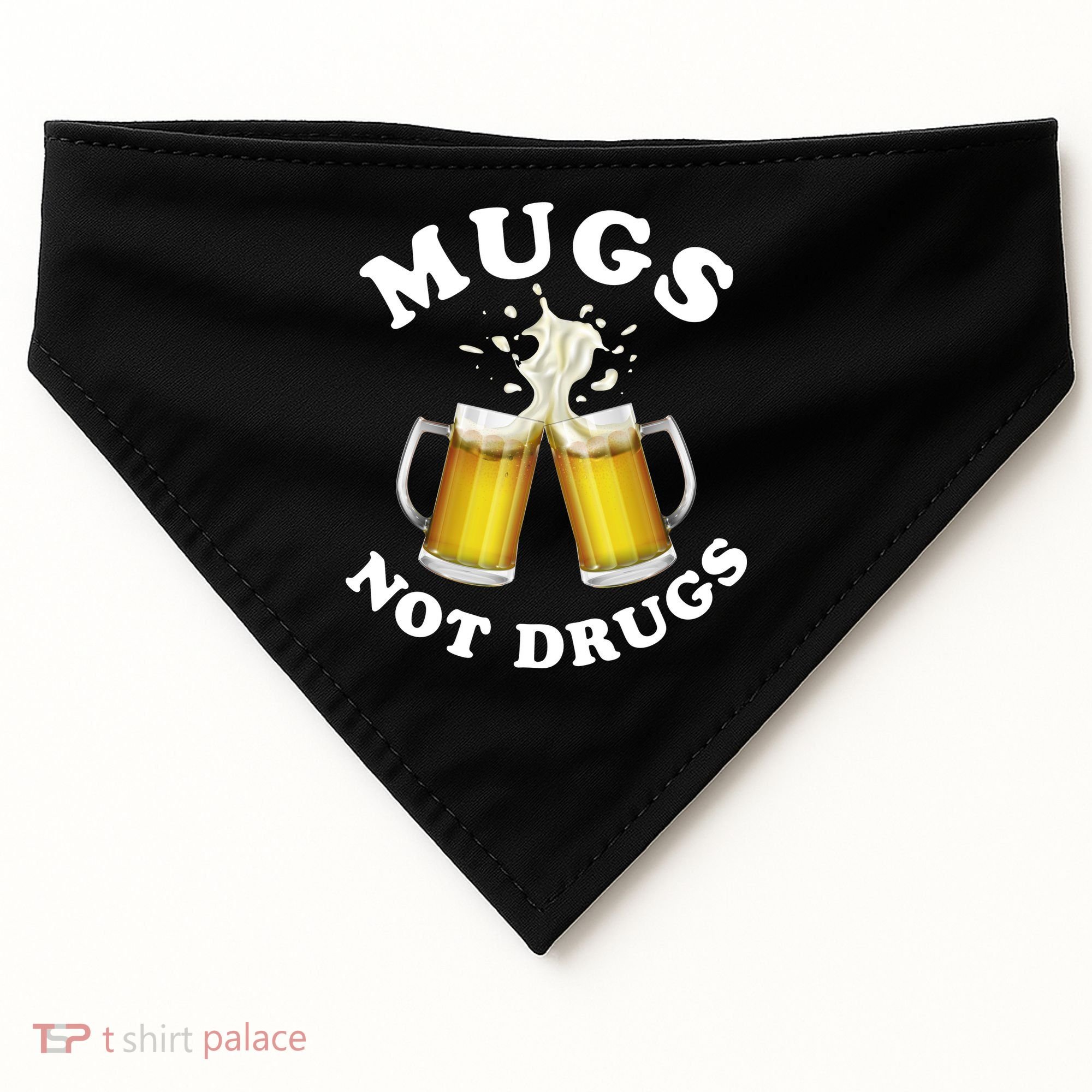 Mugs Not Drugs Funny St. Patrick's Day Beer USA-Made Doggie Bandana