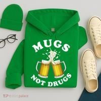 Mugs Not Drugs Funny St. Patrick's Day Beer Hoodie thumb 4