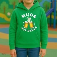 Mugs Not Drugs Funny St. Patrick's Day Beer Kids Hoodie thumb 3
