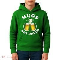 Mugs Not Drugs Funny St. Patrick's Day Beer Kids Hoodie thumb 4