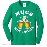 Mugs Not Drugs Funny St. Patrick's Day Beer Kids Long Sleeve Shirt thumb 0